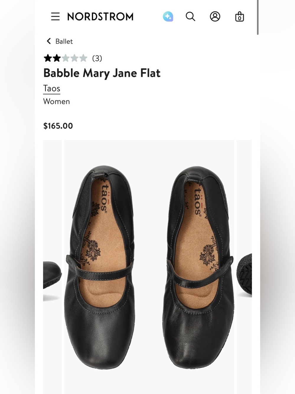 Taos Footwear Black Leather Mary Jane Flats